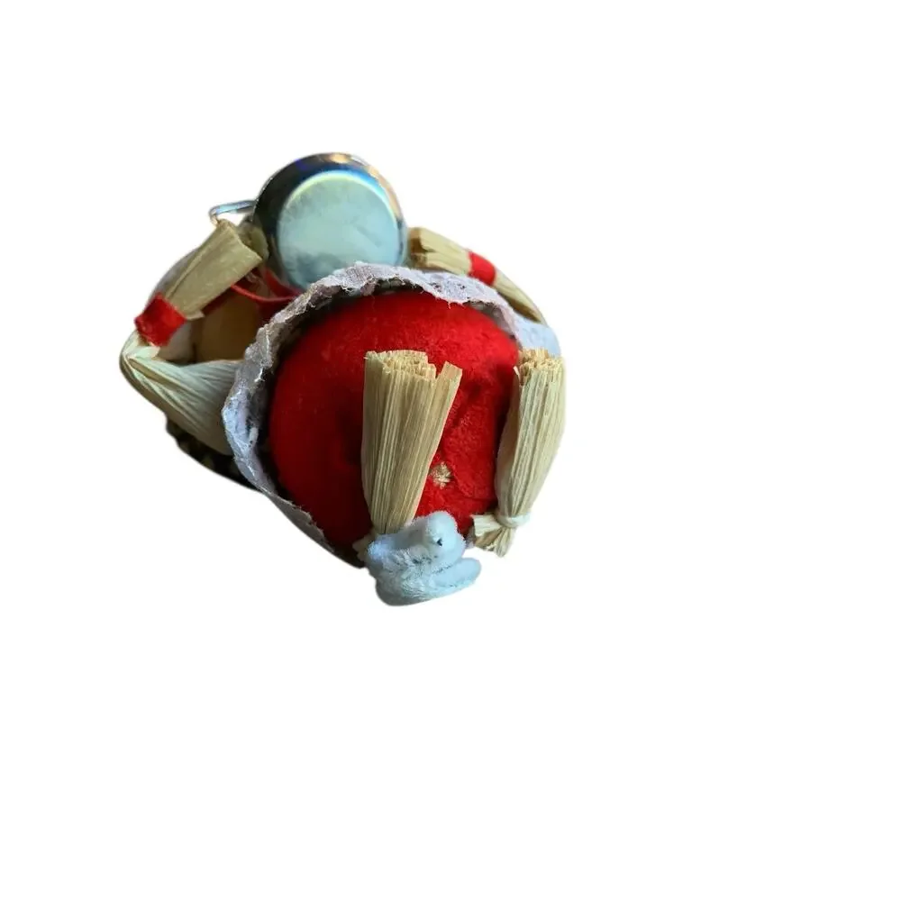 Vintage Kurt Adler Christmas Tree Ornament Grandma Baking‎ Mouse Corn Husk 5”